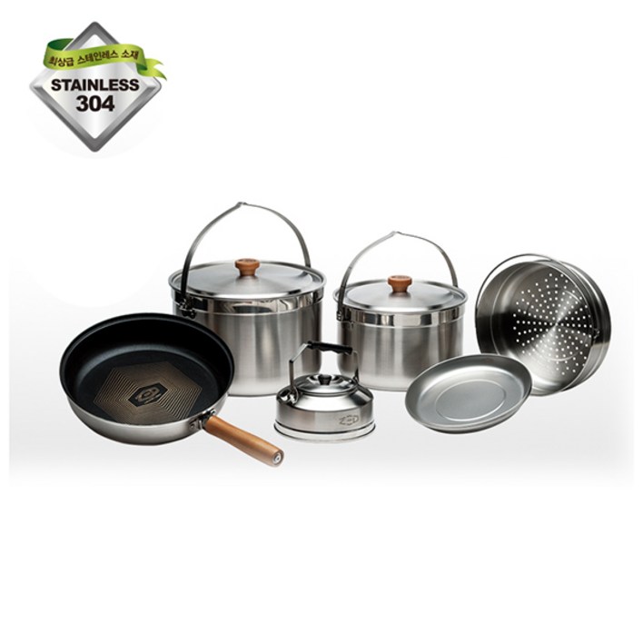 제드 스텐코펠캠쿡2 L 67인용 304스텐 3중바닥 코펠 세트, 1개