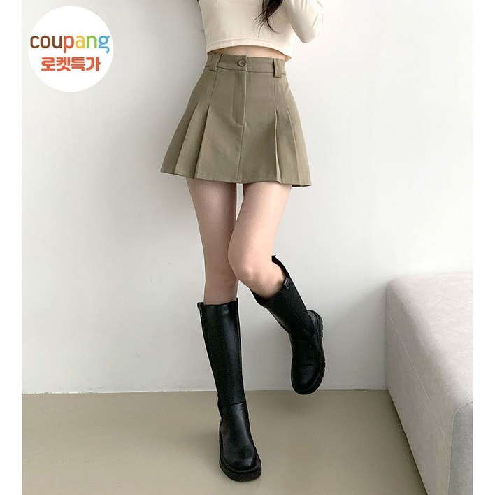 부기샵 2단기장 미니 스커트 숏롱 헤이즐 더블 플리츠 미니 스커트