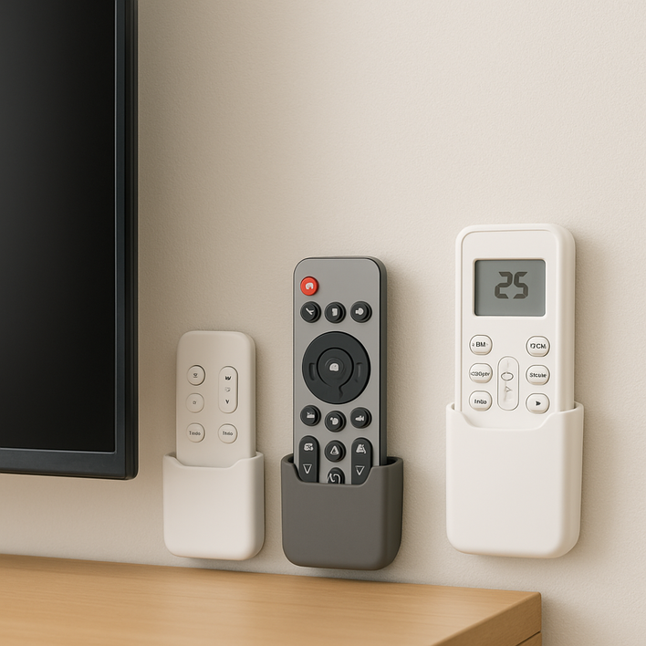 무타공 리모컨 거치대 벽걸이 부착형 리모콘 정리함 에어컨  TV 선풍기용 부착식 홀더