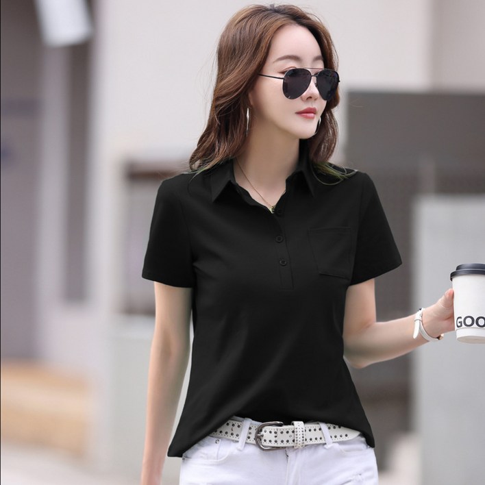 여성 카라 포켓 반팔티셔츠 빅사이즈