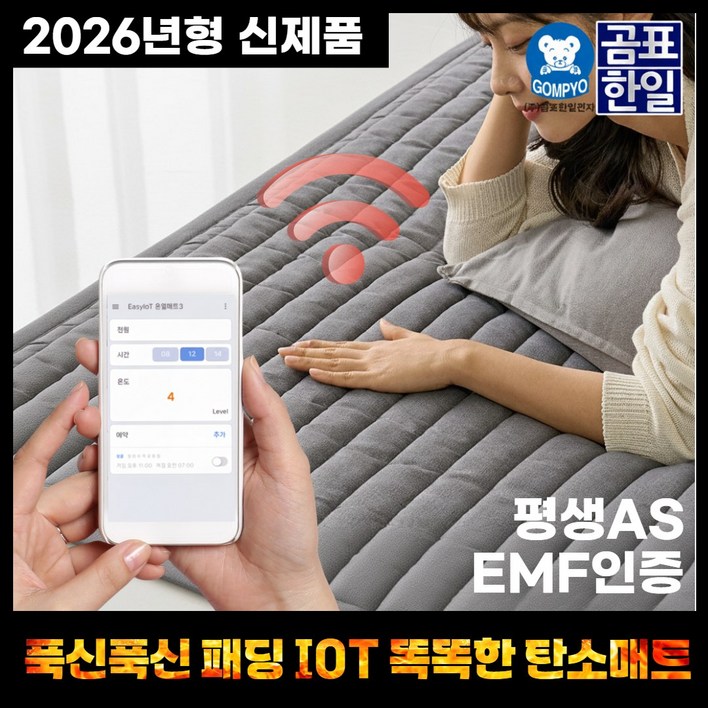 2026년형 신제품 곰표한일 IOT 폭신폭신 패딩 탄소매트, 따뜻한 그레이, SS
