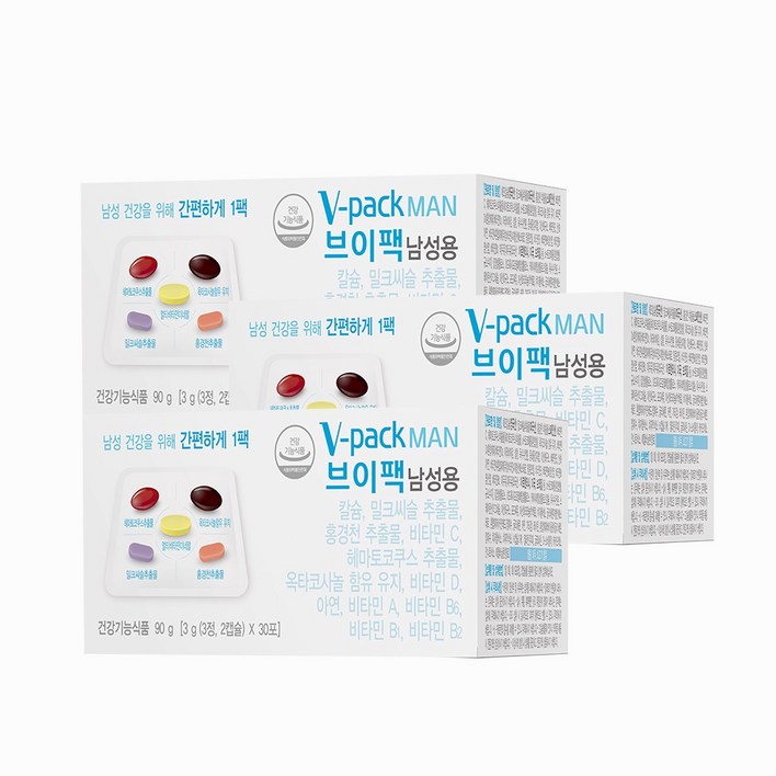 브이팩 남성용 멀티비타민 90g, 90g, 3개 브이팩 남성용 멀티비타민 90g, 90g, 3개