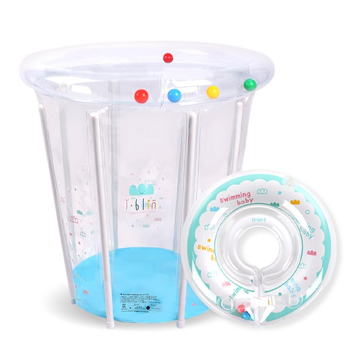 아이블린 아기수영장  아기목튜브 패키지 유아풀장 물놀이 장난감, 02 아기수영장구름민트도넛