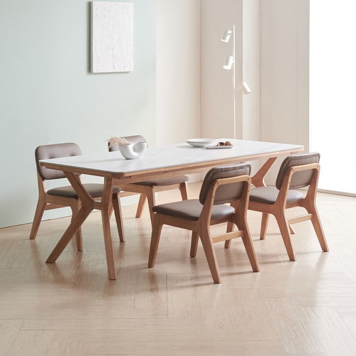 라로퍼니처 밀러 1900 포세린 통 세라믹 패밀리 6인 낮은 식탁 세트