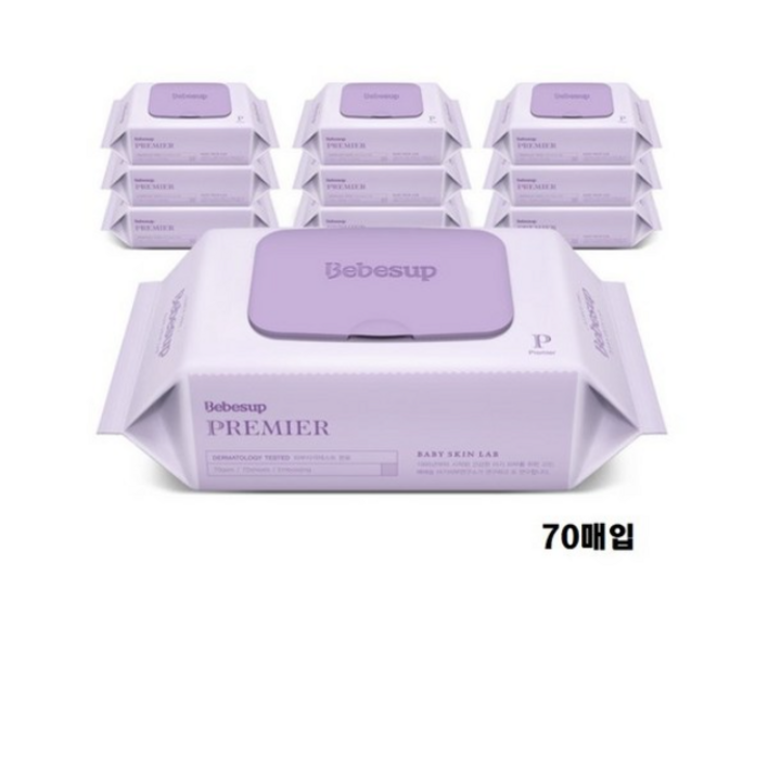 베베숲 프리미어 물티슈 캡형 70평량, 70개입, 10개
