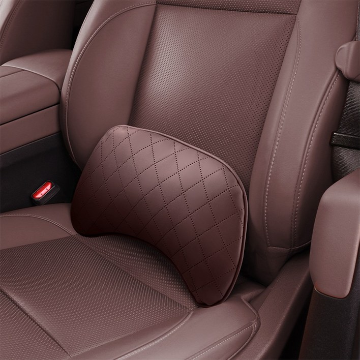 이엠비 차량용 허리 요추받침대 등받이쿠션, 1개, 브라운
