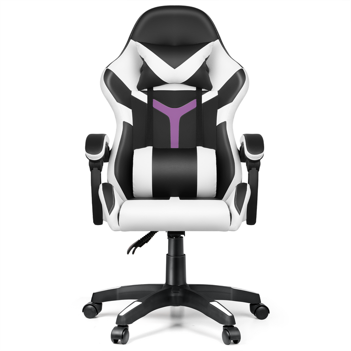 벤트론스 게이밍 의자 각도 높이 조절 가능 컴퓨터 사무용 의자, 블랙화이트