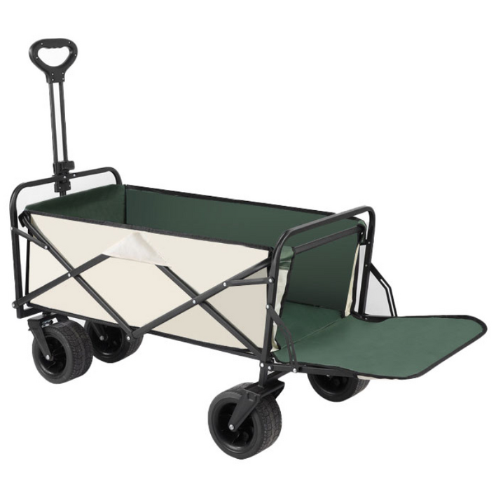 광폭 바퀴 브레이크 오픈형 캠핑웨건 특대형, 1개, 베이지그린