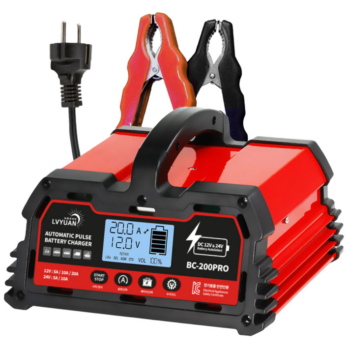 루앤 차량용 배터리 충전기 오토바이 화물차 트럭 스마트 자동 초고속충전, 2개, BC300 PRO  12V24V5A10A30A