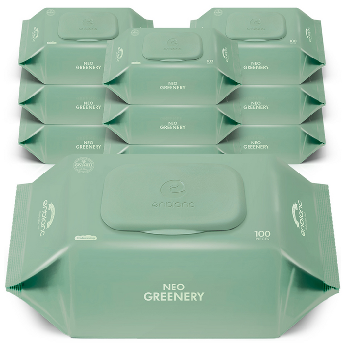 앙블랑 유아용 네오 그리너리 물티슈 캡형, 50g, 100매, 10개