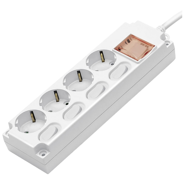 국산 개별 과부하차단 멀티콘센트 가정용 안전한 멀티탭 4구, 5m, 화이트, 1개