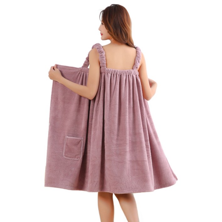 비바프 부드러운 도톰한 여성 목욕 샤워 가운 타올, 1개, 버건디