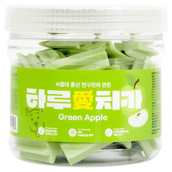 하루애 강아지 치카 서울대출신 연구진이 만든 유산균 껌, 300g, 1개, 청사과