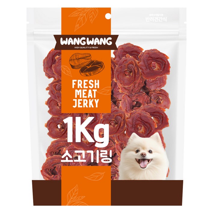 왕왕 강아지 프리미엄 간식, 1kg, 1개, 소고기링