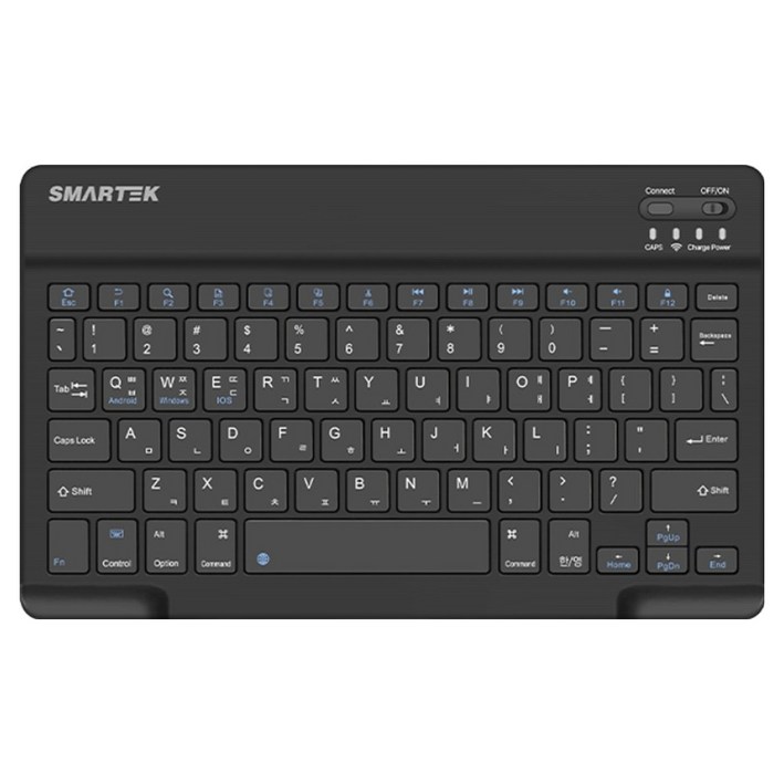 스마텍 초슬림 충전식 미니 저소음 C타입 블루투스 무선 펜타그래프 키보드, 무접점, Black, STBK-4000
