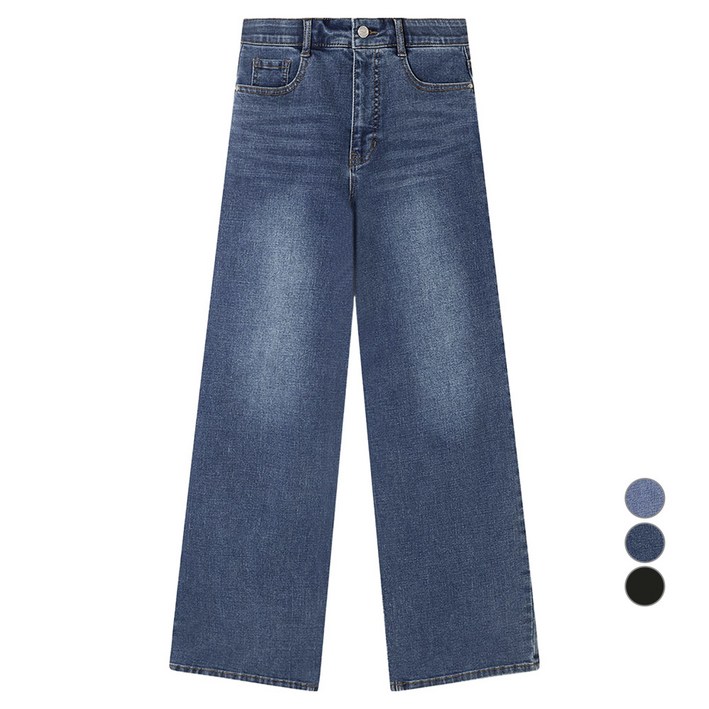 로엠 여성용 기본/숏 기장 핏 미 와이드 데님 팬츠