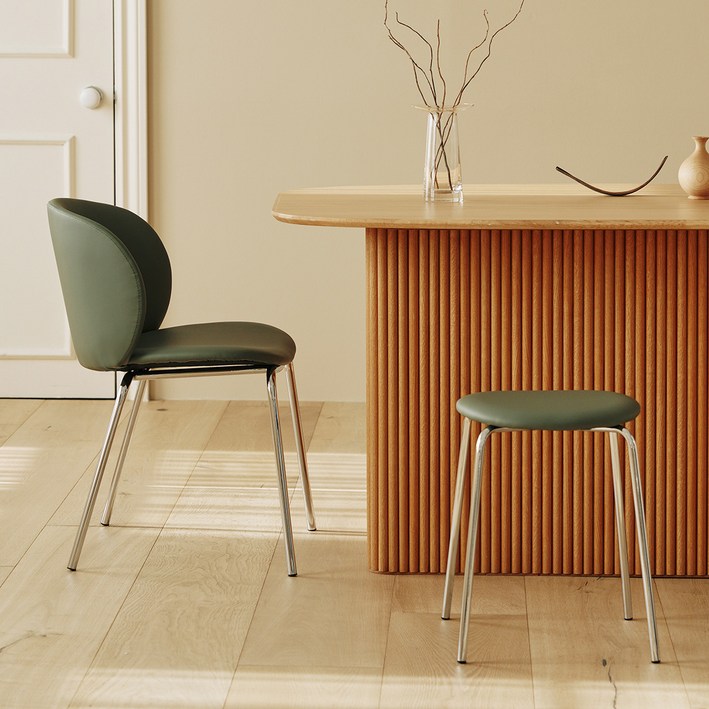 메종드꼼마 스칸딕체어 식탁의자 2개 세트, 카키그린