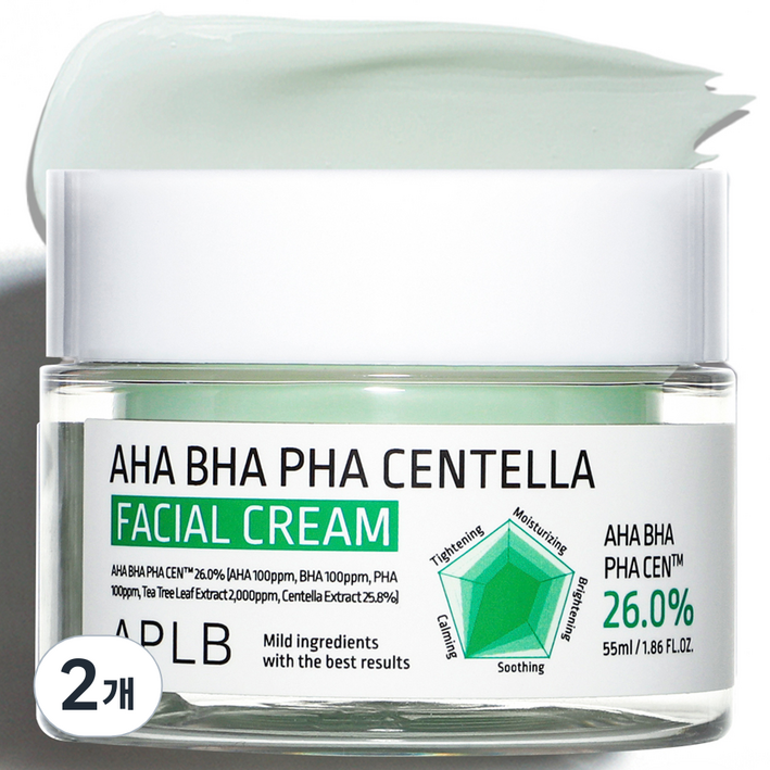 APLB 아하 바하 파하 센텔라 페이셜 크림, 2개, 55ml