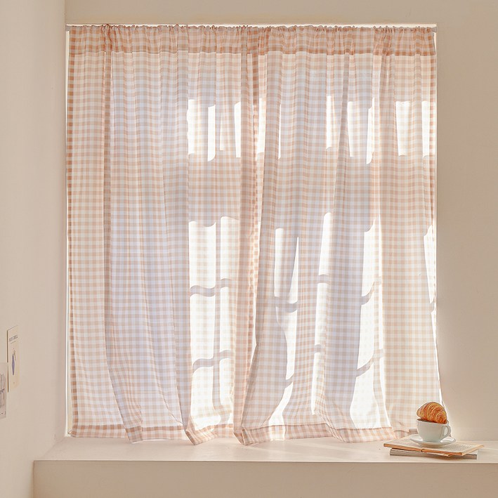 데시뉴 체크러버 중문형 커튼