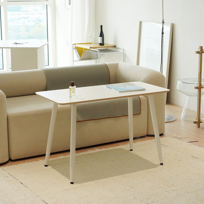 슈에뜨메종 HPM 자작나무 라운드 낮은 식탁 1000 x 500 mm, 밀크화이트, 2인용