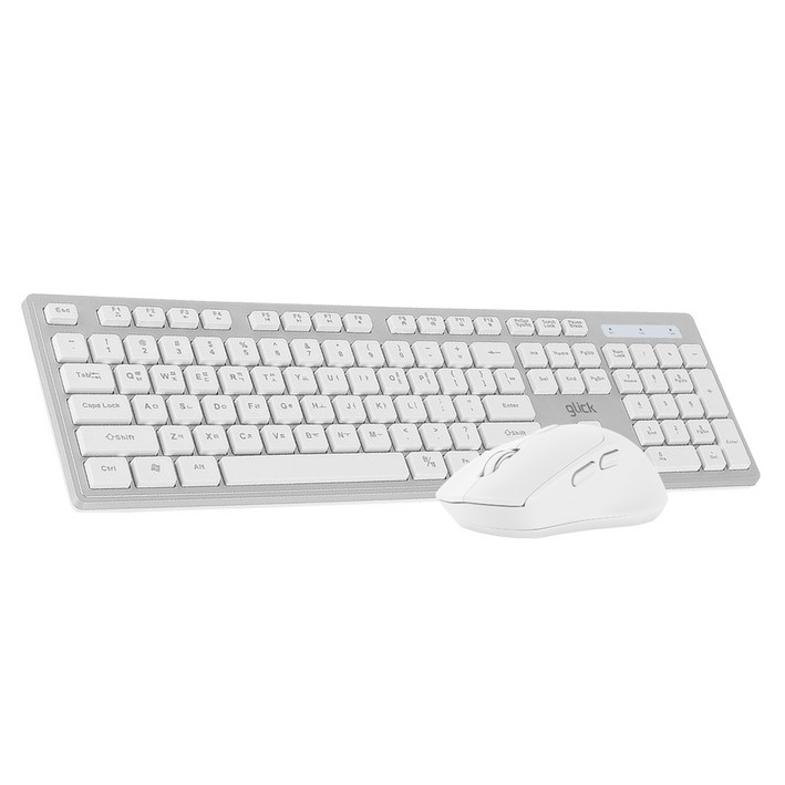 지클릭커 OFFICE PRO 인체공학 무소음 무선 키보드 + 마우스 세트, WMK10, 화이트, 일반형