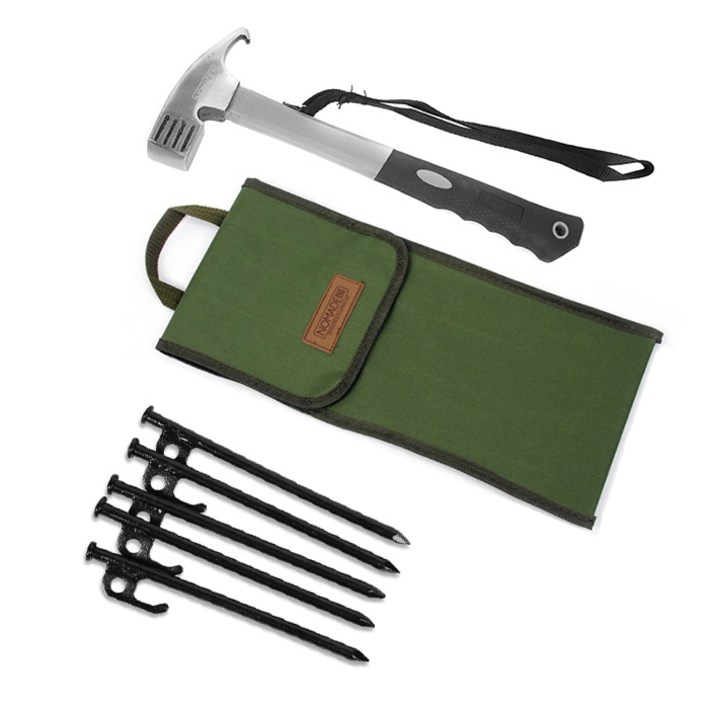 노마드 스트롱 해머 + 갈고리 고강도 단조팩 20cm + 팩해머 케이스 세트