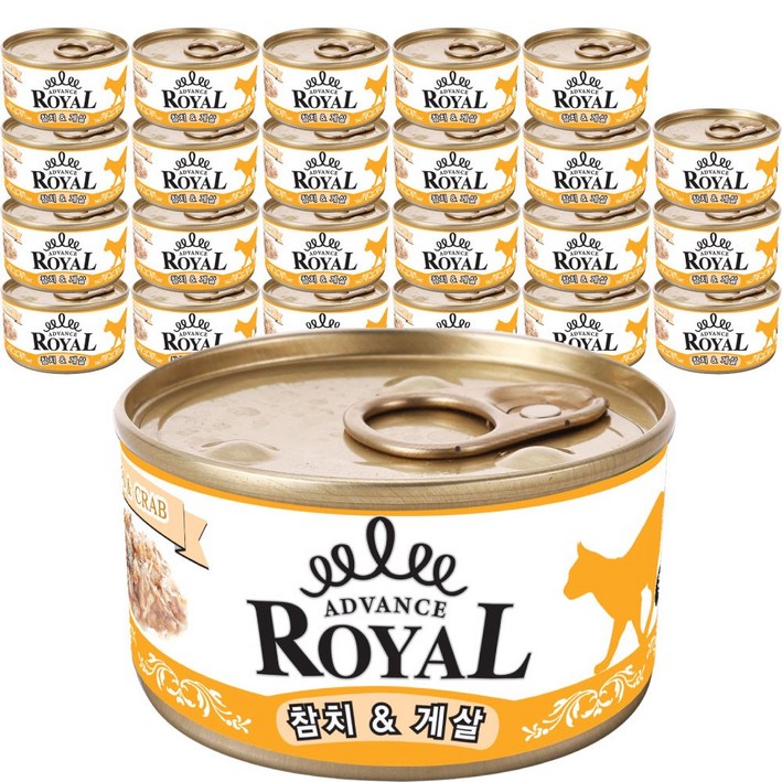 로얄 어드밴스 캔 (1box X 24개입) 고양이 캔 간식 통조림, 85g, 어드밴스로얄 참치&게살, 24개