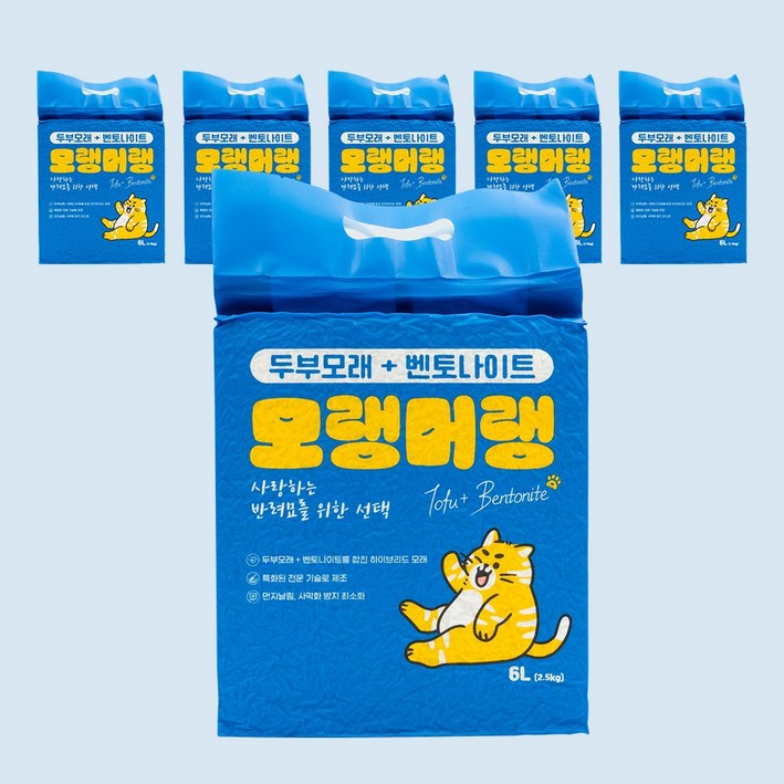 펫라벨 모랭머랭 두부모래  벤토나이트 고양이모래 6L x 6ea, 무향, 1개, 36L