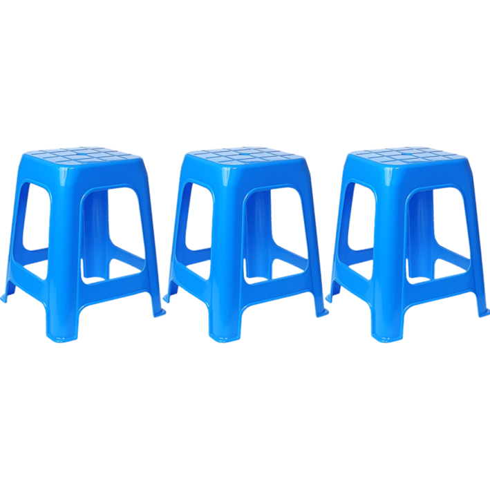 대원리빙 튼튼한 고하중 플라스틱 의자 3P, 파랑 의자 3개