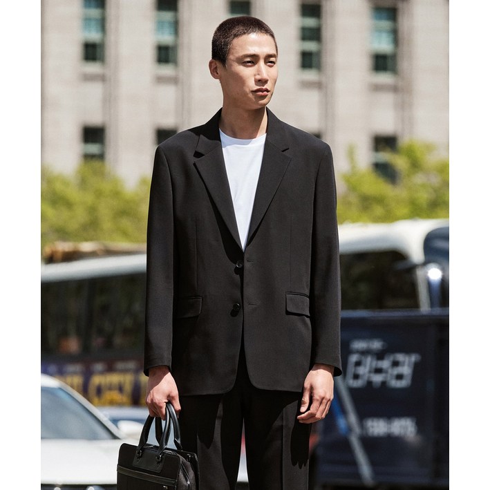 STCO 남성 NewVibe Light 수트 셋업 오버핏 블랙