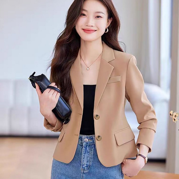 ROYALBELLE 여성 캐주얼 정장 자켓 오피스룩 기본템 숏자켓 아웃터 패션 트렌치코트 D0012207
