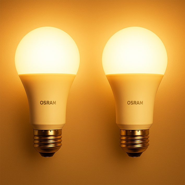 오스람 LED 전구 10.5W 따뜻하고 포근한 전구색 2개입 E26 소켓 벌브형 플리커프리 침실 카페 추천, 2개, 전구색