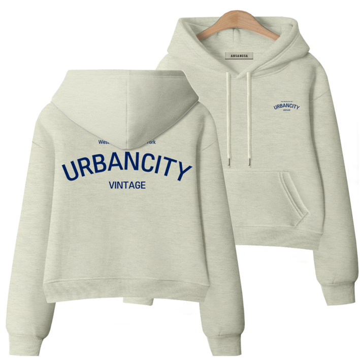 [ANSANGSA] 어반시티 여성 semi크롭 루즈핏 후드 스웨트셔츠