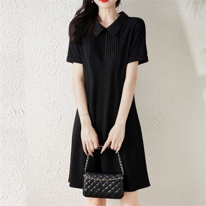 루스리더 여성 카라넥 반팔 미디 원피스 V285