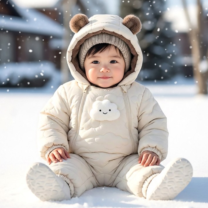 몽실이 구르미 퍼안감 후드 패딩 우주복 아동 유아용 겨울 방한 외출복