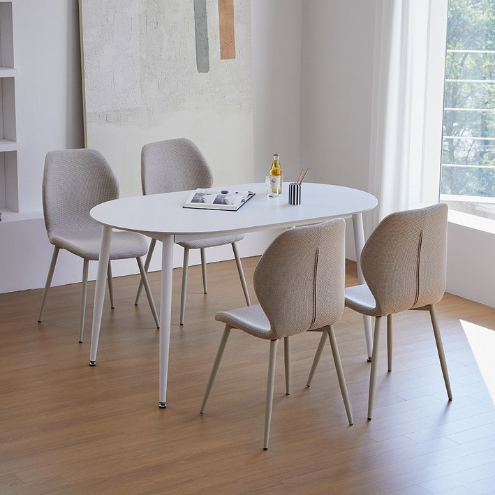 베스트리빙 스칸디 철제 헥사 1400 4인용 12T 포세린 타원형 통세라믹 원목식탁 테이블세트방문설치