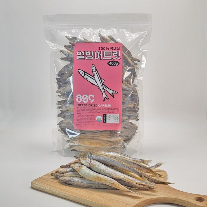 국내산 강아지 고양이 동결건조 대용량 소프트 트릿간식, 1개, 400g, 열빙어