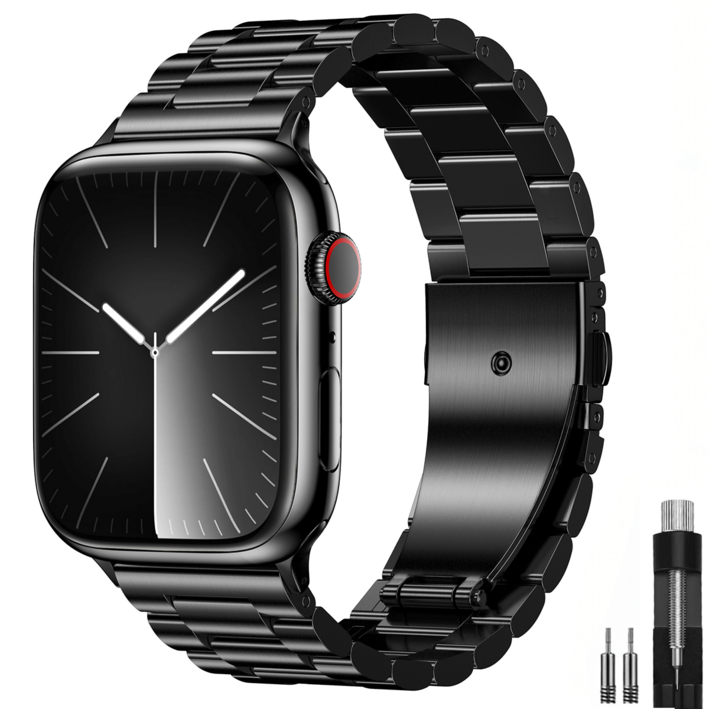 OULUOQI 애플워치 갤럭시워치 호환 메탈 밴드 스트랩  3연 스테인리스 쥬빌레 교체 스트랩 / 탄성 메탈 밴드