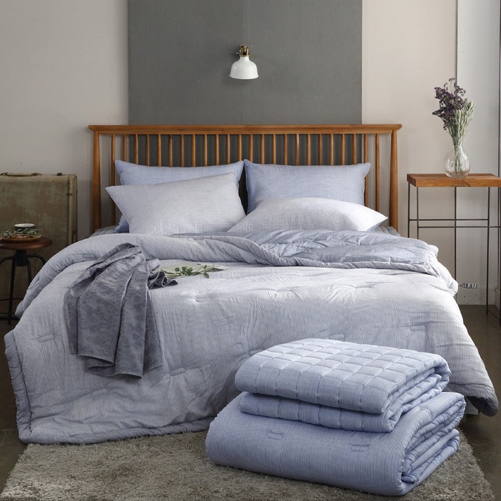 베딩플러스 천연모달100 스트라이프 누빔이불 차렵이불