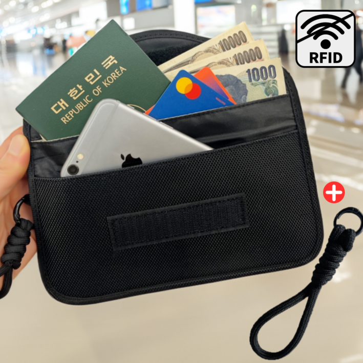 [여행 필수] 슬림 & 넉넉 RFID차단 안티스키밍 여권 파우치 + 스트랩