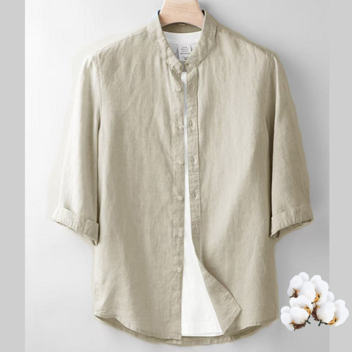 Blosun 여름 남자 빅사이즈 셔츠 린넨 남방 캐주얼 헨리넥 셔링블라우스 쿨링 긴팔티셔츠