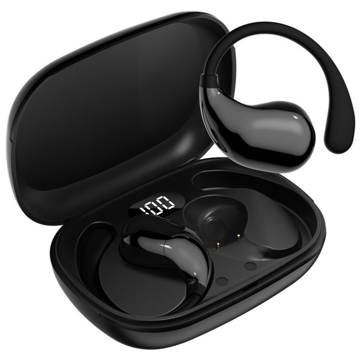 [한정특가]Wapik와피크 무선 블루투스 이어폰 R3 오픈형 귀걸이형 ENC고음질, 블랙