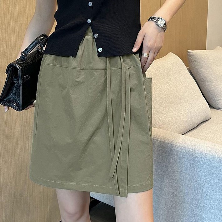 여름 얇은 아웃도어 밴딩 치마바지 루즈핏 빅사이즈 캐주얼 야상 반바지 트레이닝 스포츠 미니 스커트 심플 무지 여성복