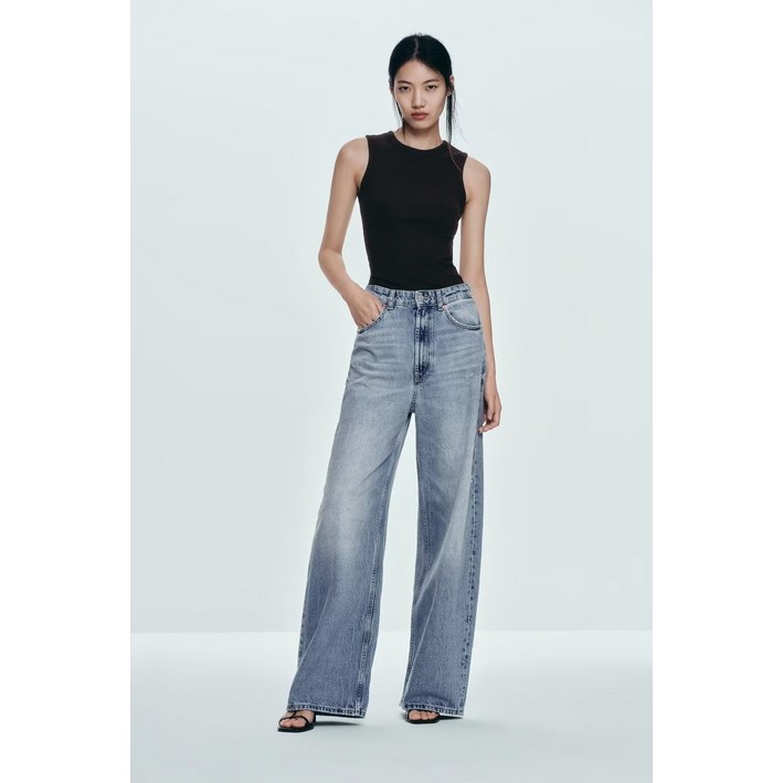 5Y81520 ZARA 여자 복고풍 데님팬츠 캐주얼 와이드청바지 3607027 6688027