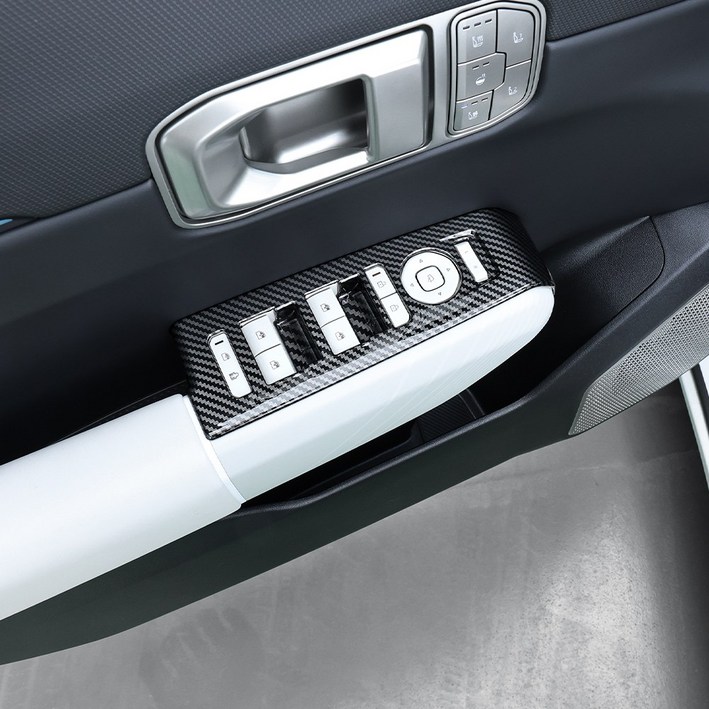 유투카 호환 EV4 악세사리 윈도우스위치 커버 우드 몰딩 자동차 튜닝 용품, 카본 4P, 윈도우