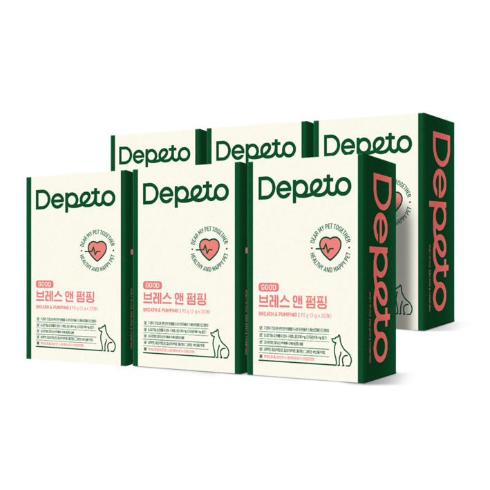 디페토 강아지 기관지 심장 영양제 굿 브레스앤펌핑 150g, 30정, 심장/간, 6개