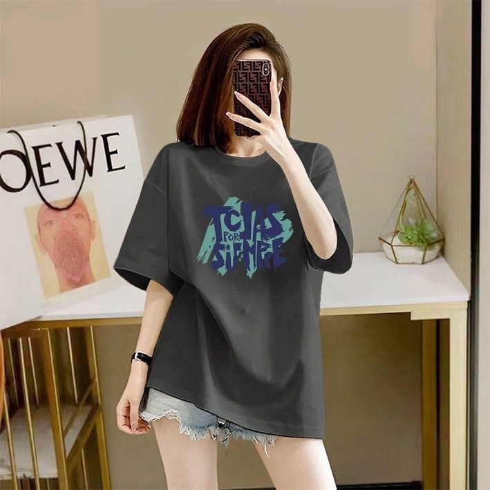 여성 순면 반팔 오버핏 티셔츠 루즈핏 상의