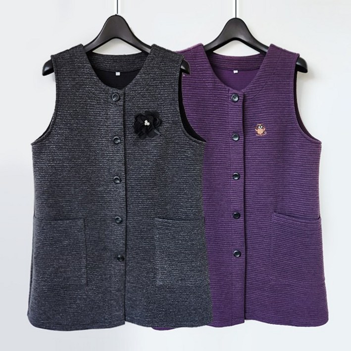 허니마마 골지 따수미 롱조끼 엄마 할머니 선물 겨울 가벼운 중년 옷 정장 빅사이즈 시니어