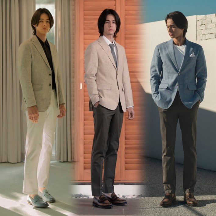 맨잇슈트 24SS 남성 솔리드 린넨 캐주얼 블레이저 자켓