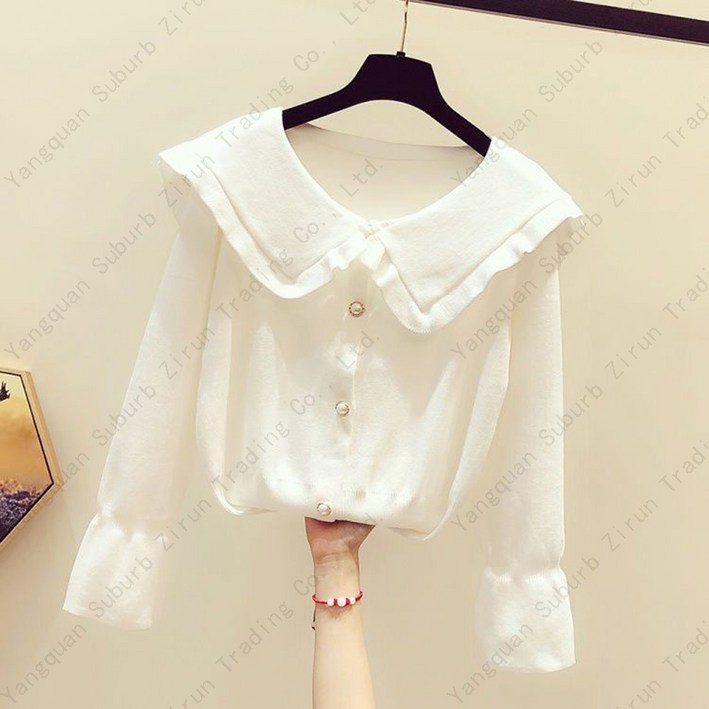 KORELAN KORELAN 용 레이스 레이어드 빅카라 블라우스 니트티 가을 겨울 공주처럼